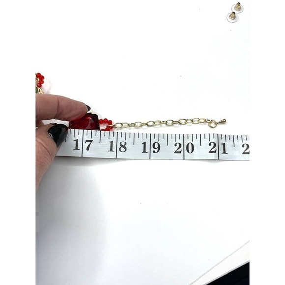 NEW Necklace Earrings Red Rhinestone Jewelry Set 16" 18" 20" Choker Chunky A081 - Picture 7 of 7